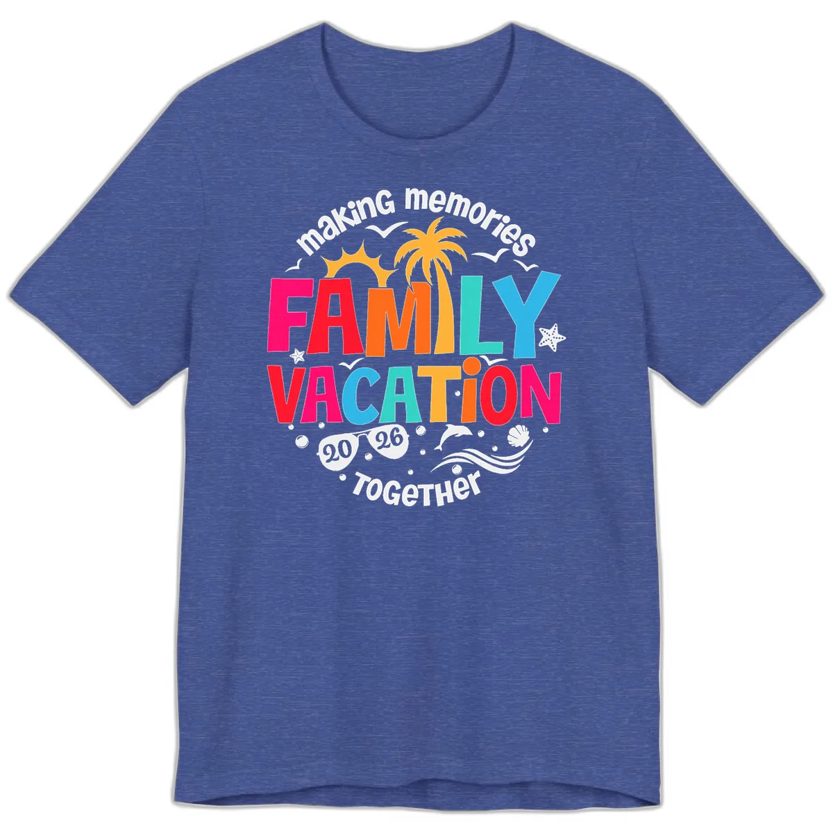 Making Memories Family Vacation 2026 Beach Trip Premium T-Shirt in Heather True Royal