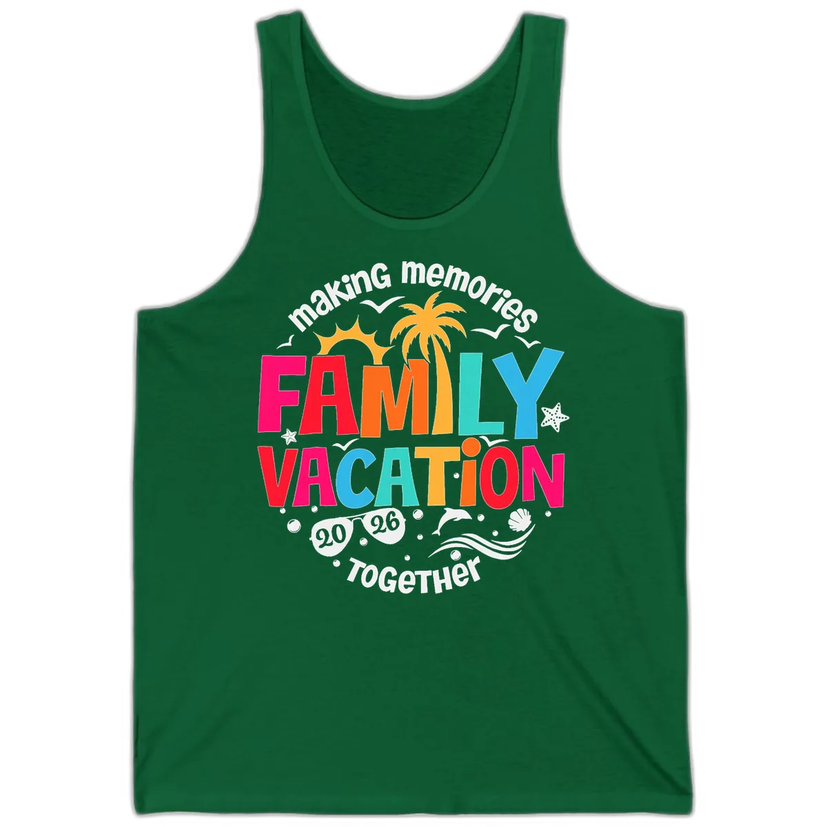 Making Memories Family Vacation 2026 Beach Trip Tank in Kelly