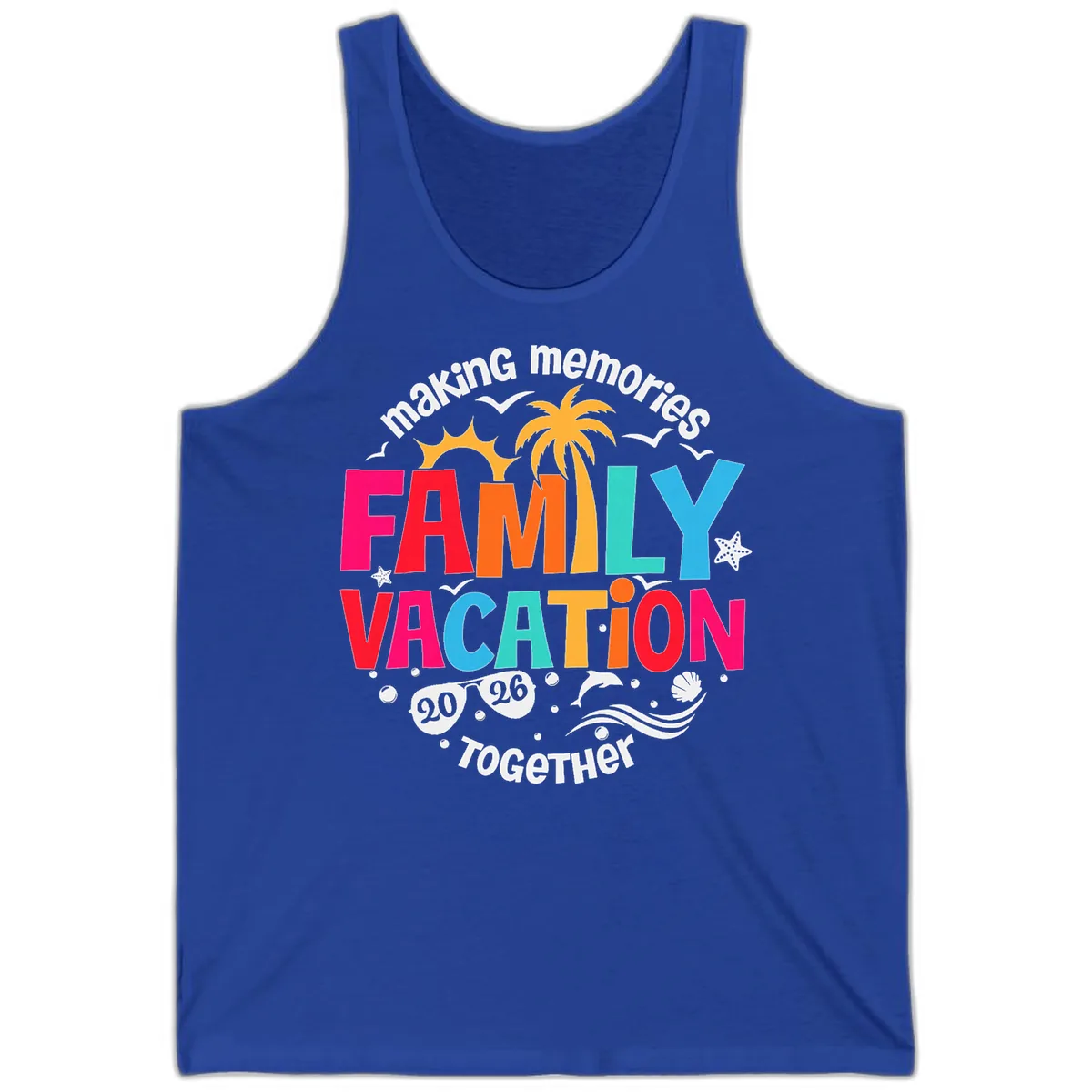 Making Memories Family Vacation 2026 Beach Trip Tank in True Royal