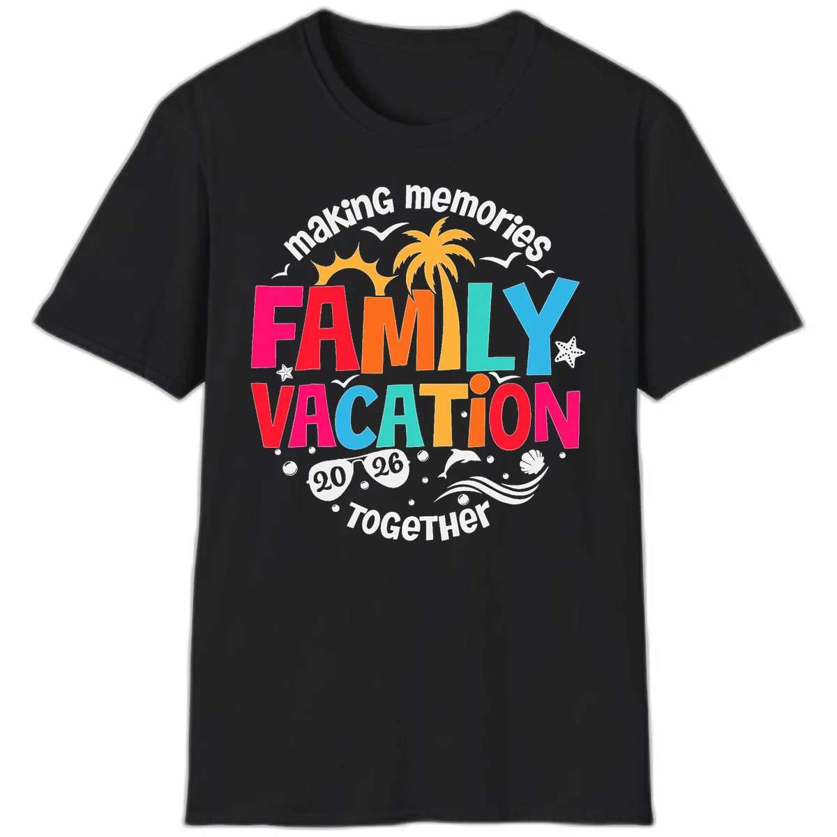 Making Memories Family Vacation 2026 Beach Trip T-Shirt in Black