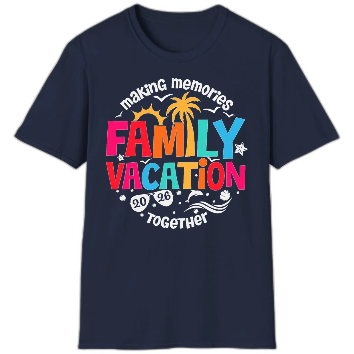 Making Memories Family Vacation 2026 Beach Trip T-Shirt in Navy