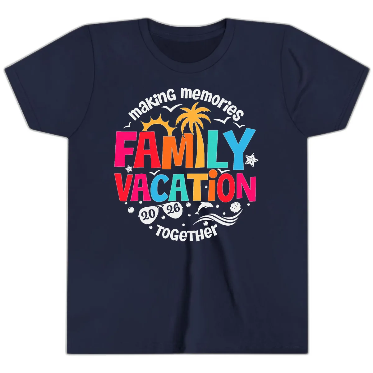 Making Memories Family Vacation 2026 Beach Trip Youth T-Shirt in Navy