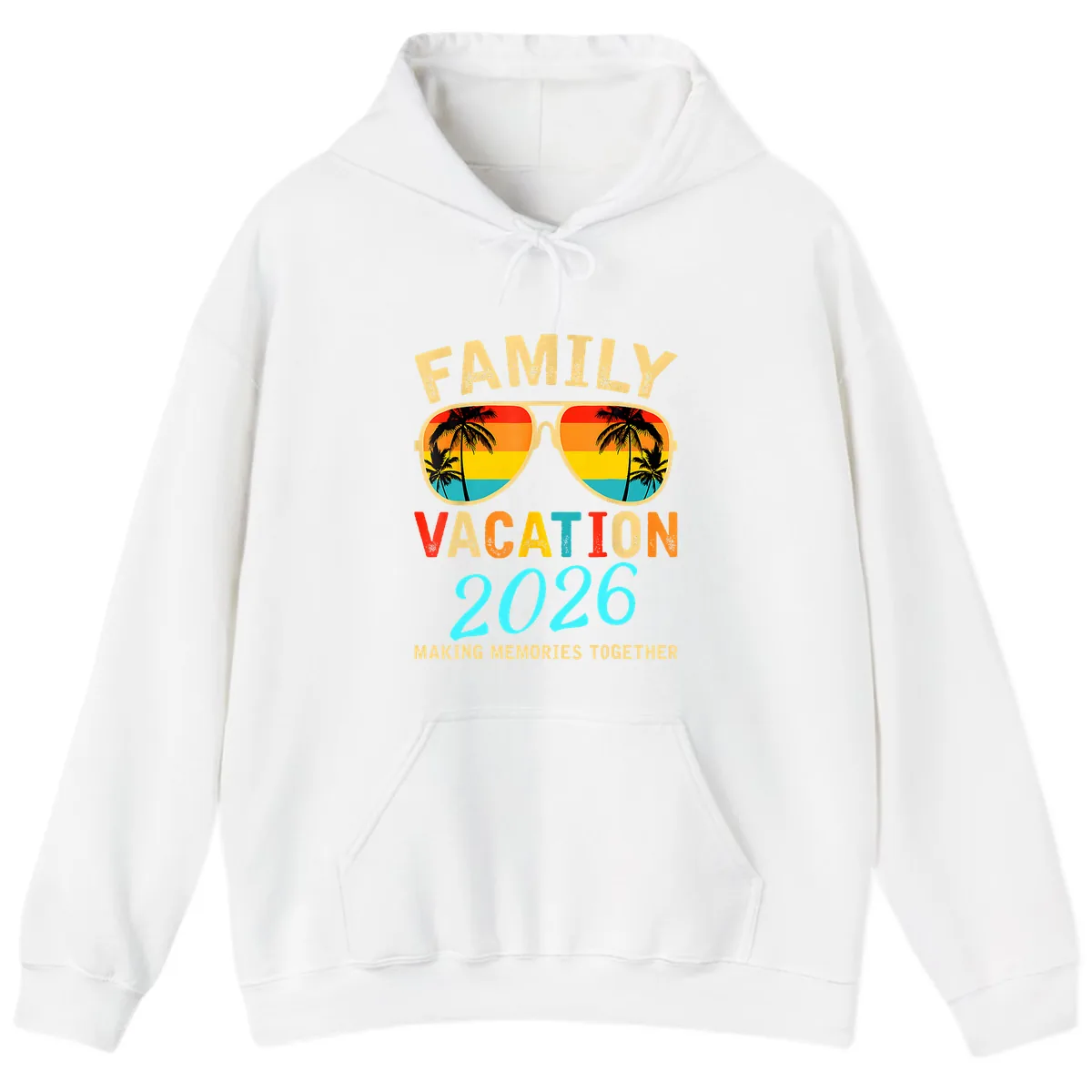Family Vacation 2026 Sunglasses Beach Design Hoodie in White