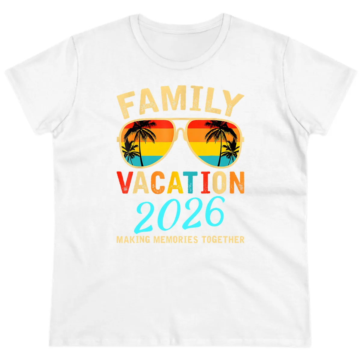 Family Vacation 2026 Sunglasses Beach Design Ladies Tee in White