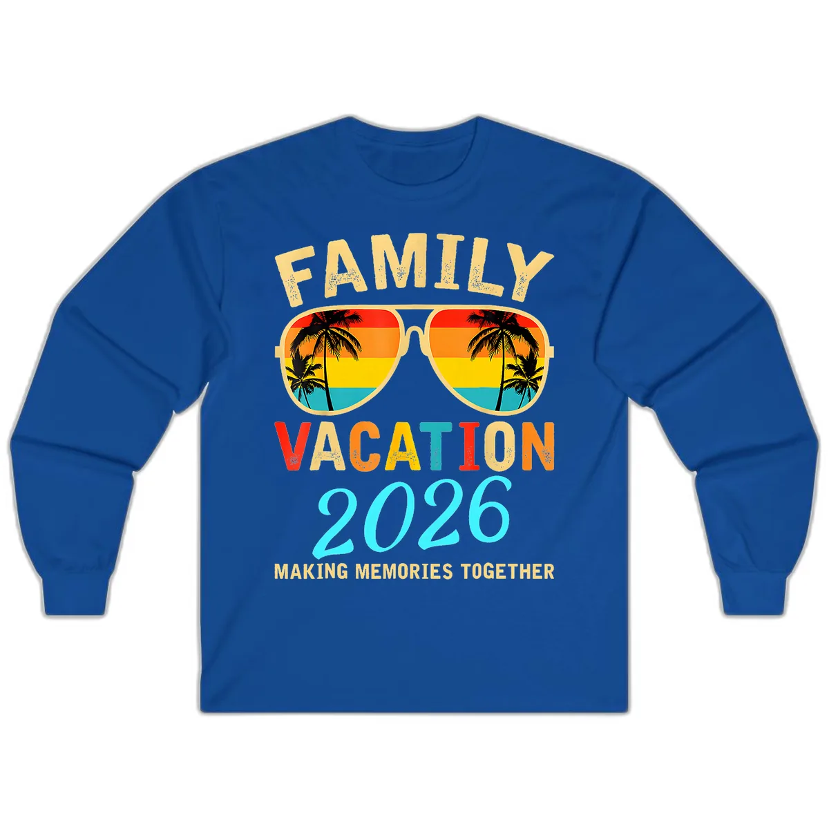 Family Vacation 2026 Sunglasses Beach Design Long Sleeve in Royal