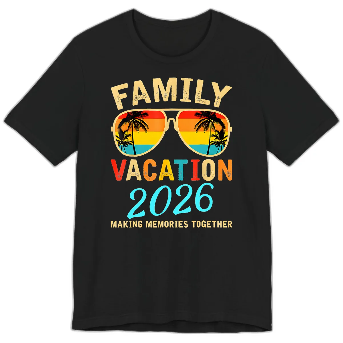 Family Vacation 2026 Sunglasses Beach Design Premium T-Shirt in Black