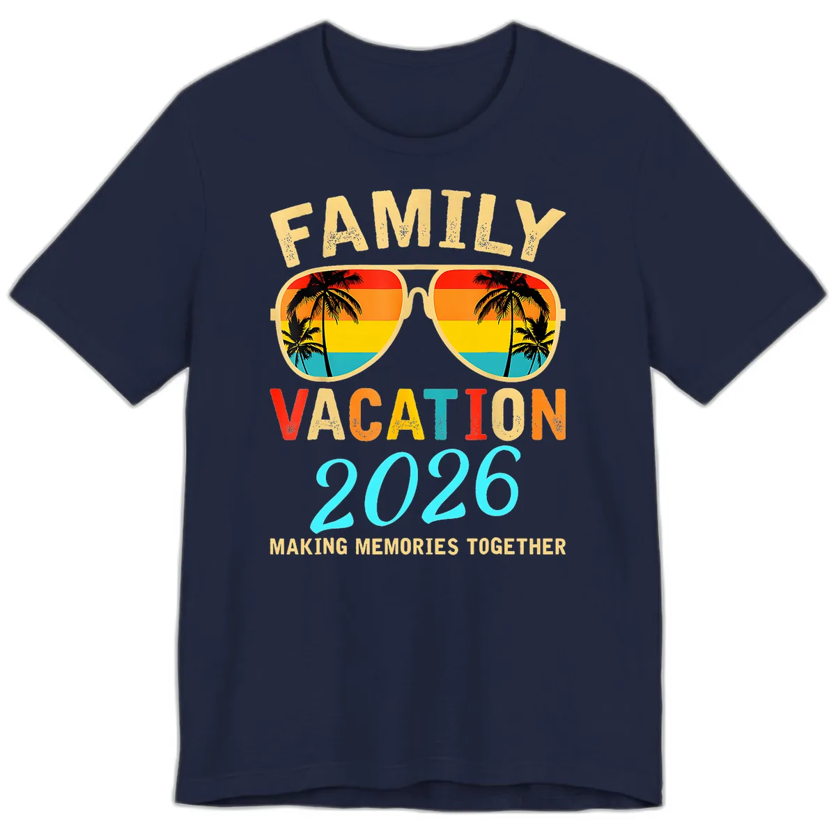 Family Vacation 2026 Sunglasses Beach Design Premium T-Shirt in Navy