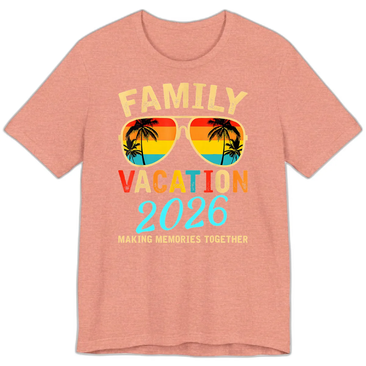 Family Vacation 2026 Sunglasses Beach Design Premium T-Shirt in Heather Sunset
