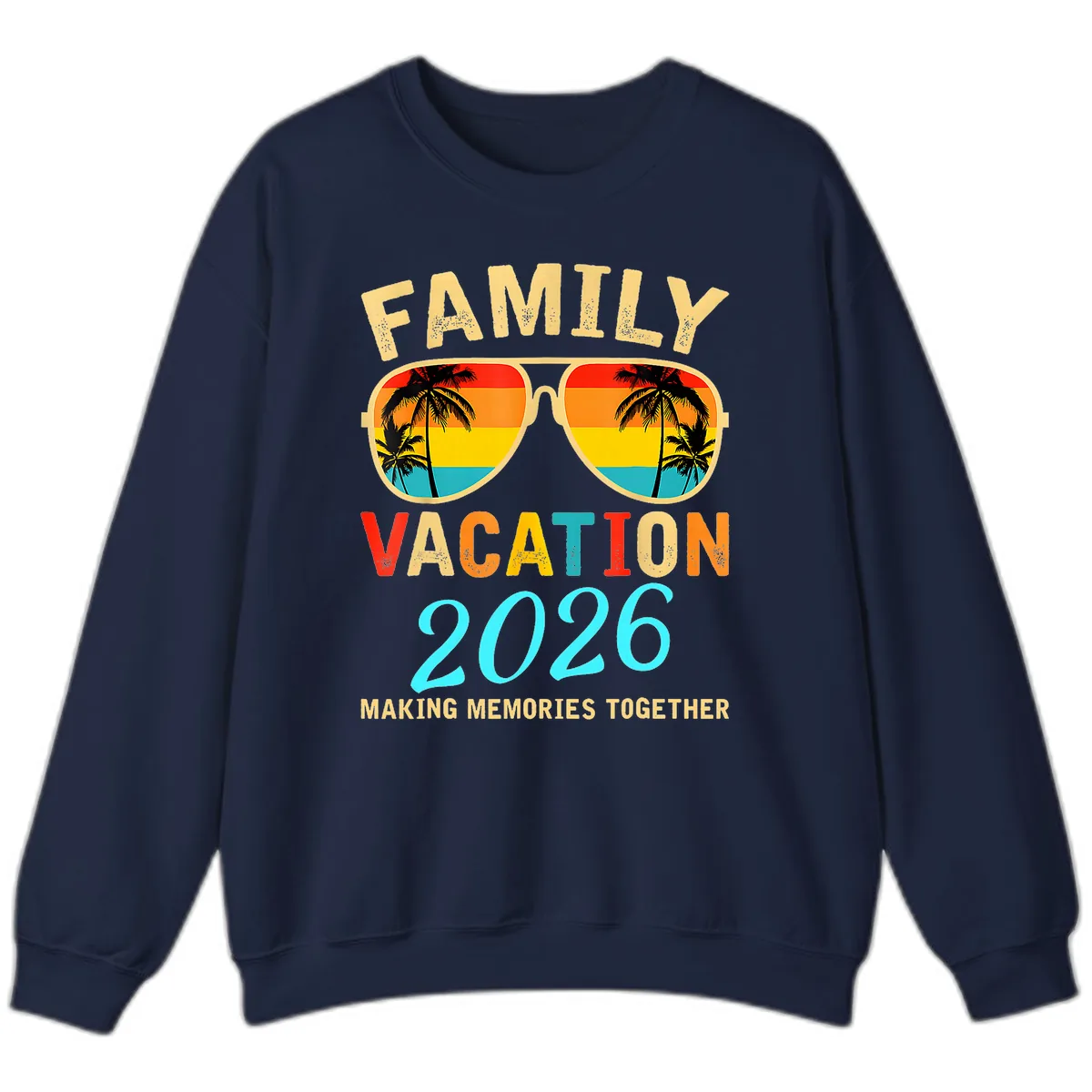 Family Vacation 2026 Sunglasses Beach Design Sweatshirt in Navy