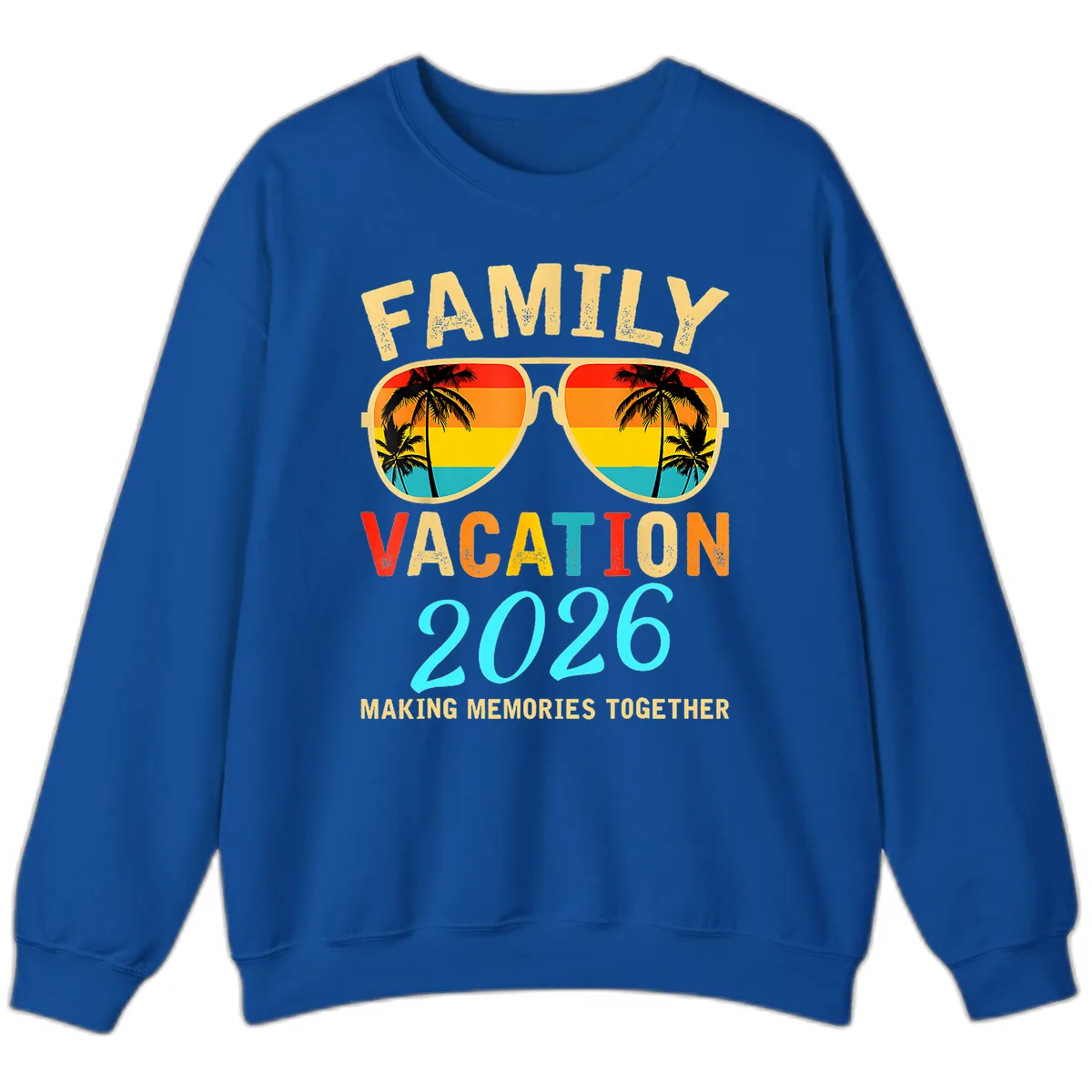 Family Vacation 2026 Sunglasses Beach Design Sweatshirt in Royal