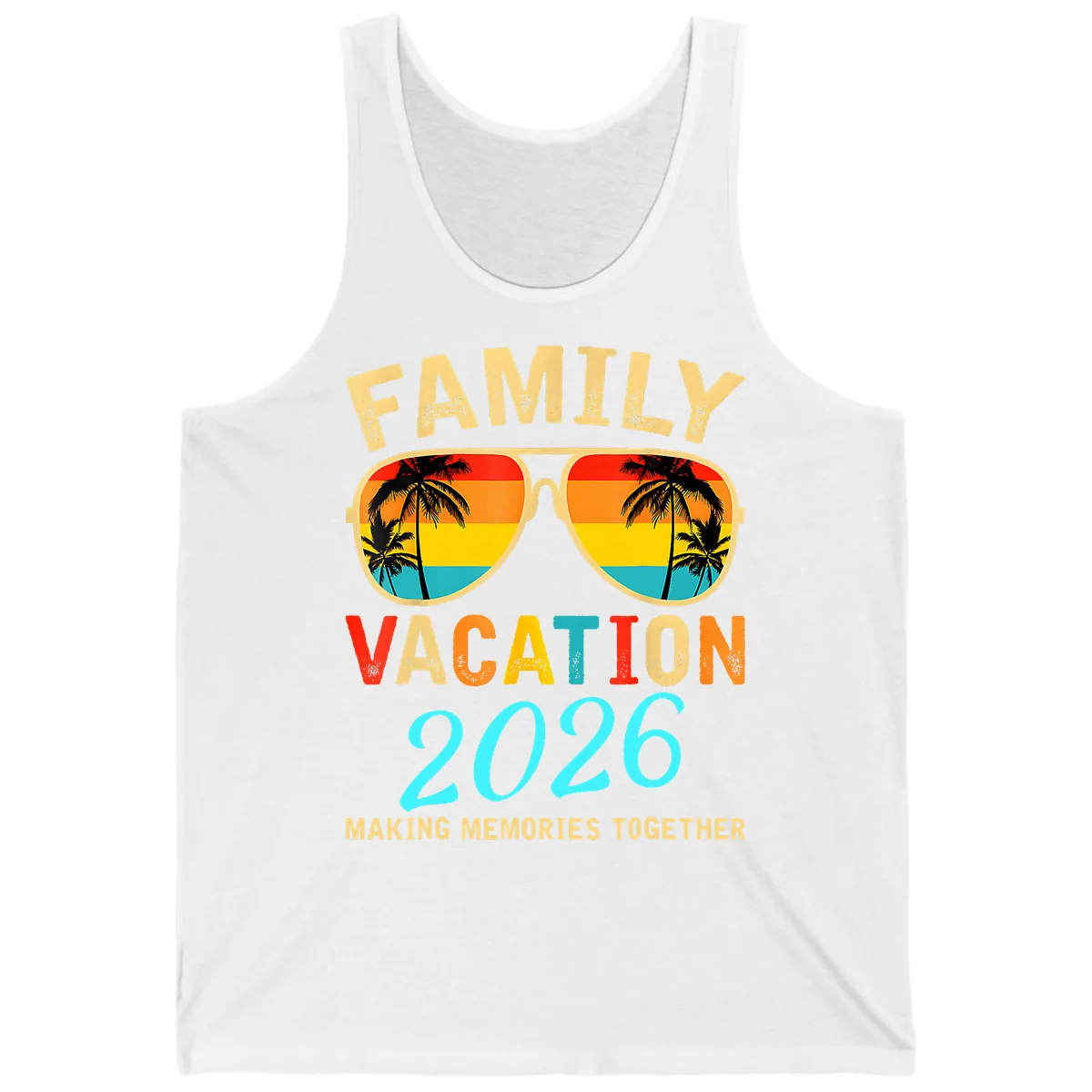 Family Vacation 2026 Sunglasses Beach Design Tank in White