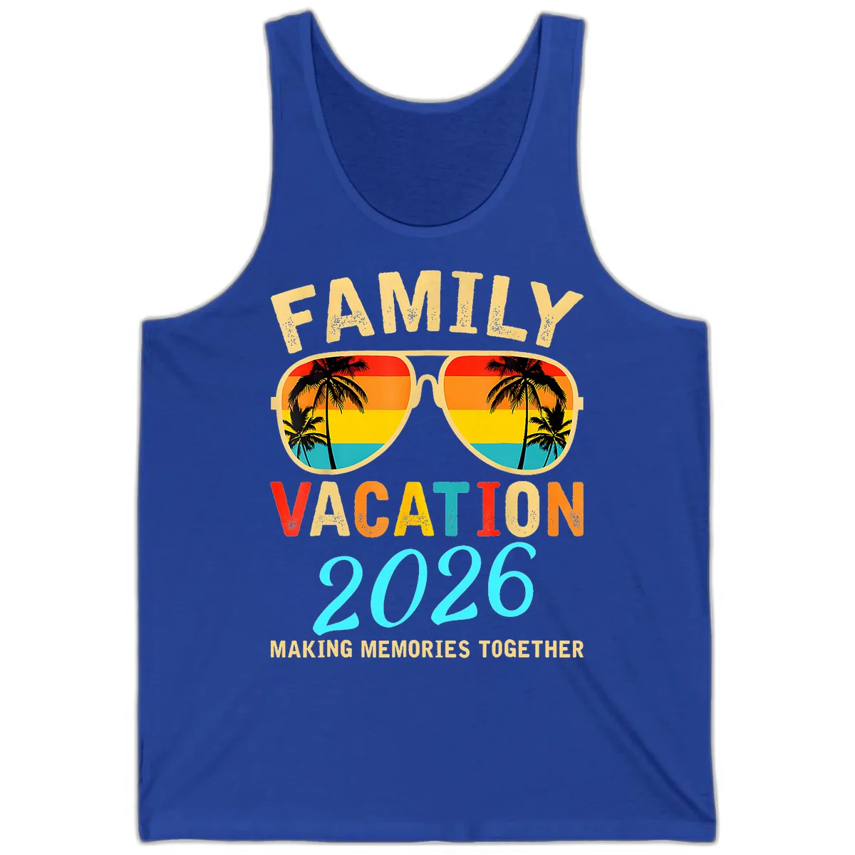 Family Vacation 2026 Sunglasses Beach Design Tank in True Royal