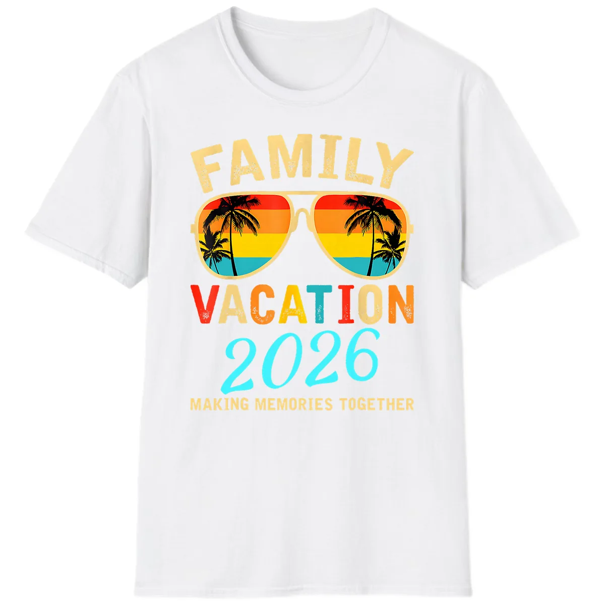 Family Vacation 2026 Sunglasses Beach Design T-Shirt in White