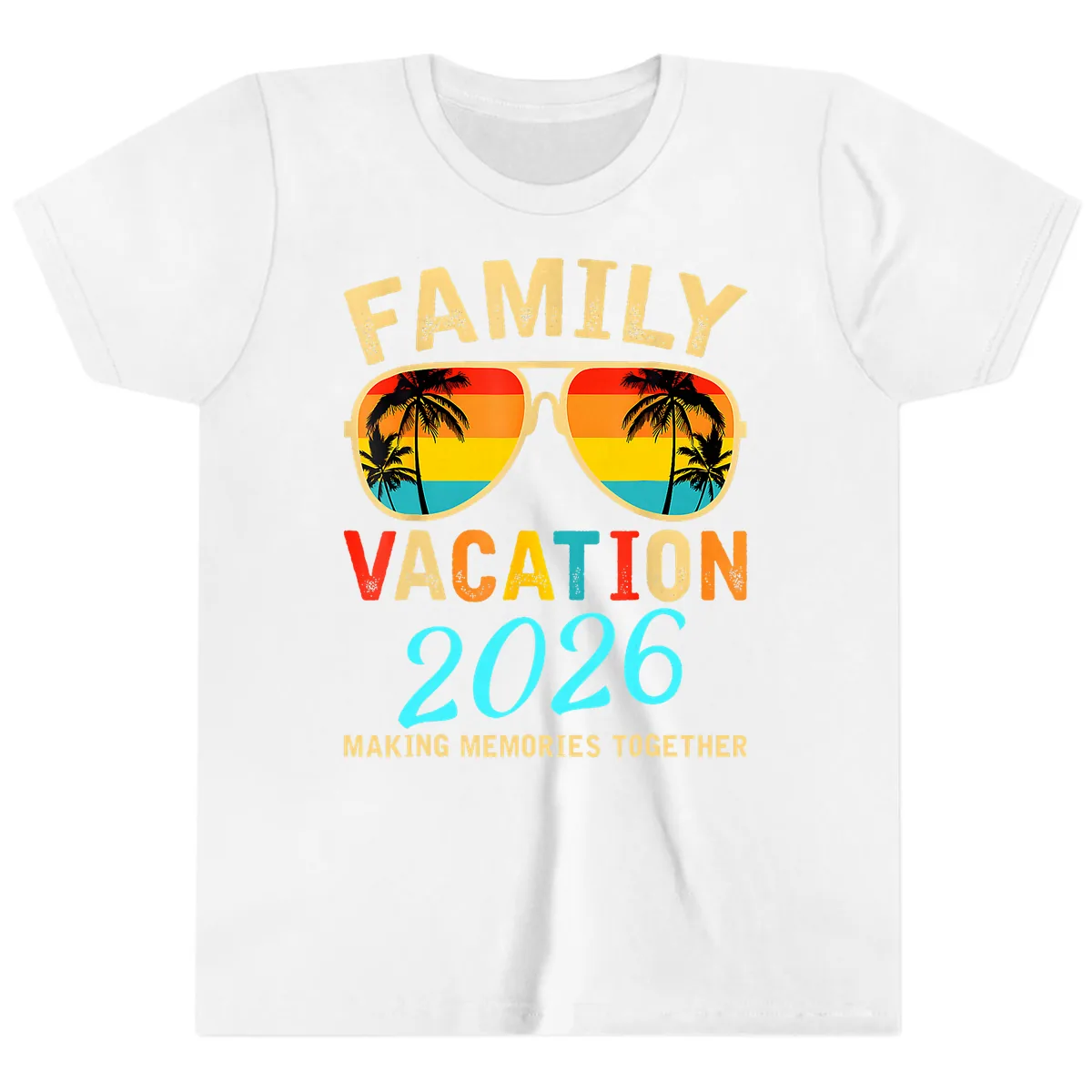 Family Vacation 2026 Sunglasses Beach Design Youth T-Shirt in White
