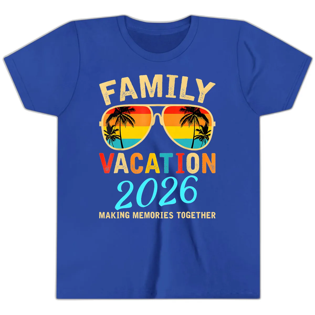 Family Vacation 2026 Sunglasses Beach Design Youth T-Shirt in True Royal