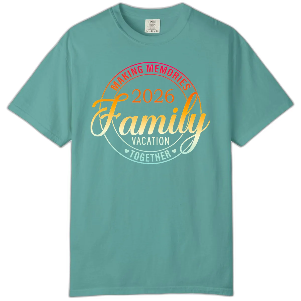 Making Memories 2026 Family Vacation Together Comfort Color in Seafoam