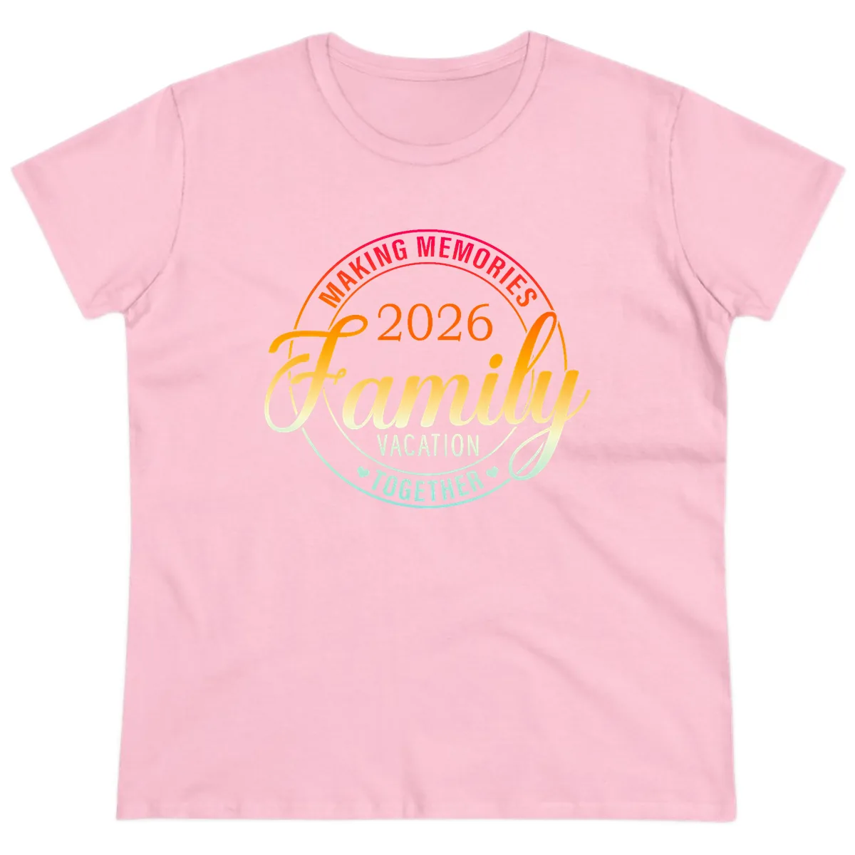 Making Memories 2026 Family Vacation Together Ladies Tee in Light Pink
