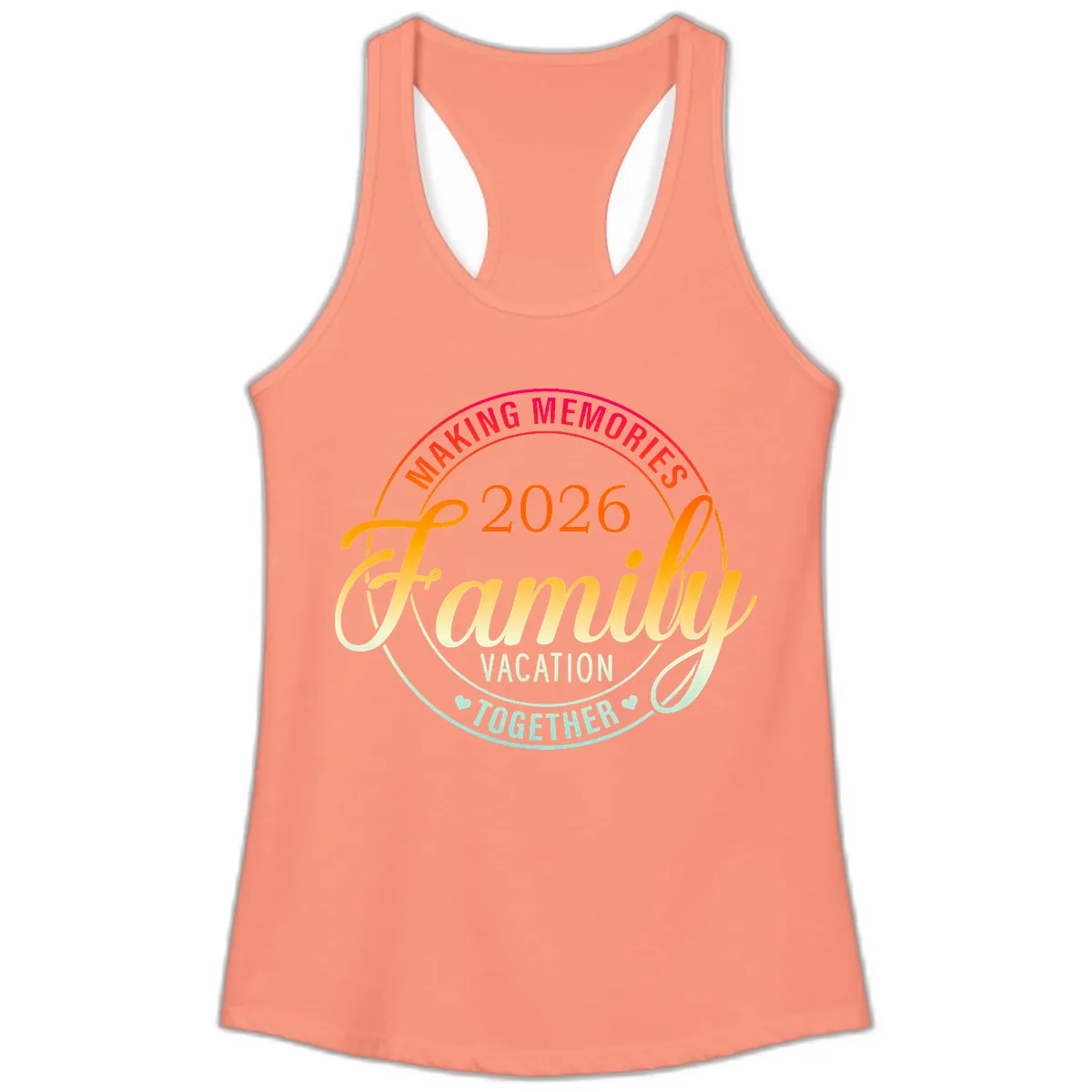 Making Memories 2026 Family Vacation Together Ladies Tank in Solid Light Orange