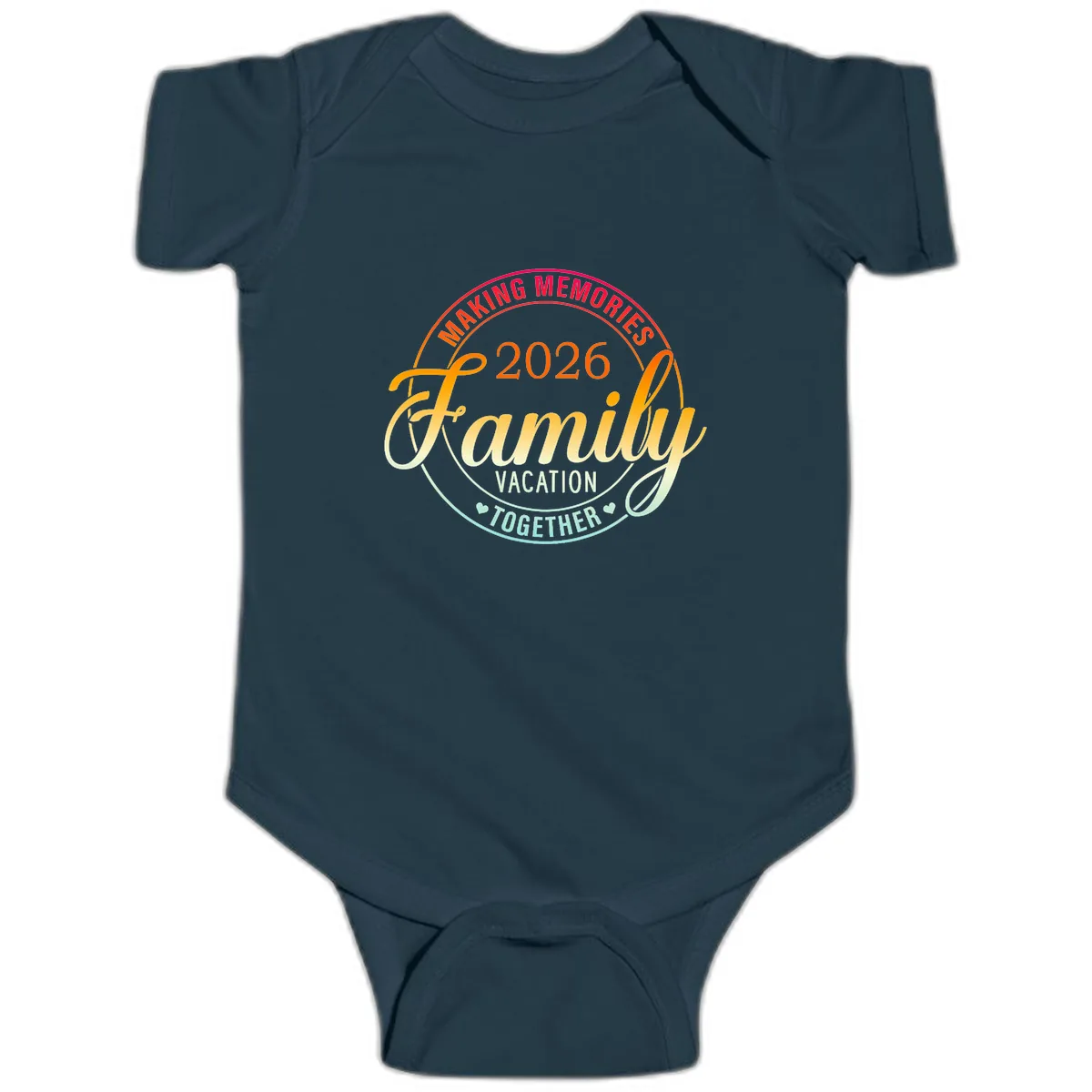 Making Memories 2026 Family Vacation Together Baby Onesie in Navy