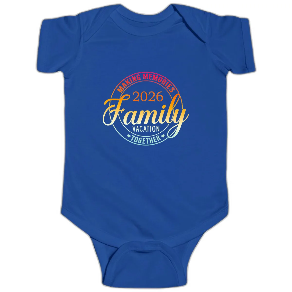 Making Memories 2026 Family Vacation Together Baby Onesie in Royal