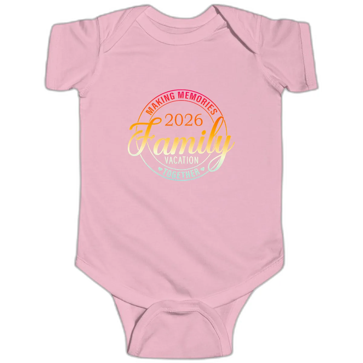 Making Memories 2026 Family Vacation Together Baby Onesie in Pink