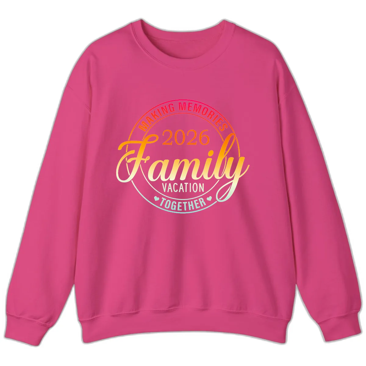 Making Memories 2026 Family Vacation Together Sweatshirt in Heliconia