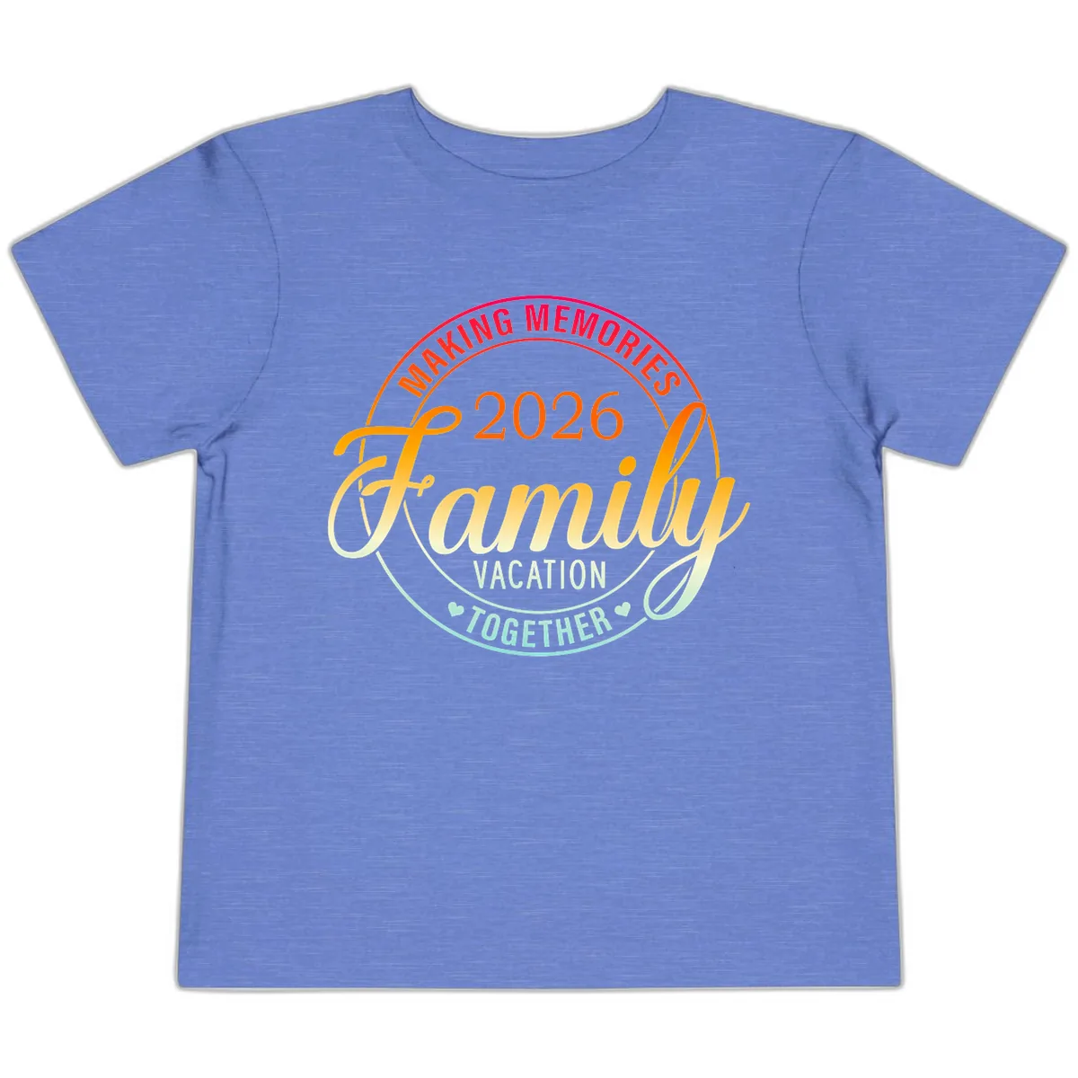 Making Memories 2026 Family Vacation Together Toddler T-Shirt in Heather Columbia Blue