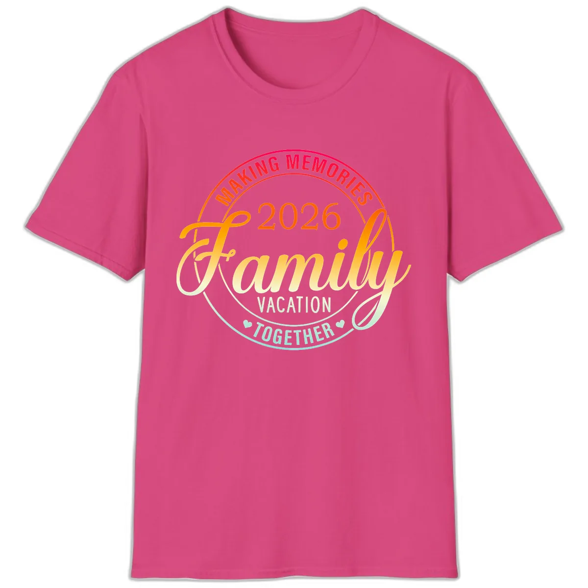 Making Memories 2026 Family Vacation Together T-Shirt in Heliconia