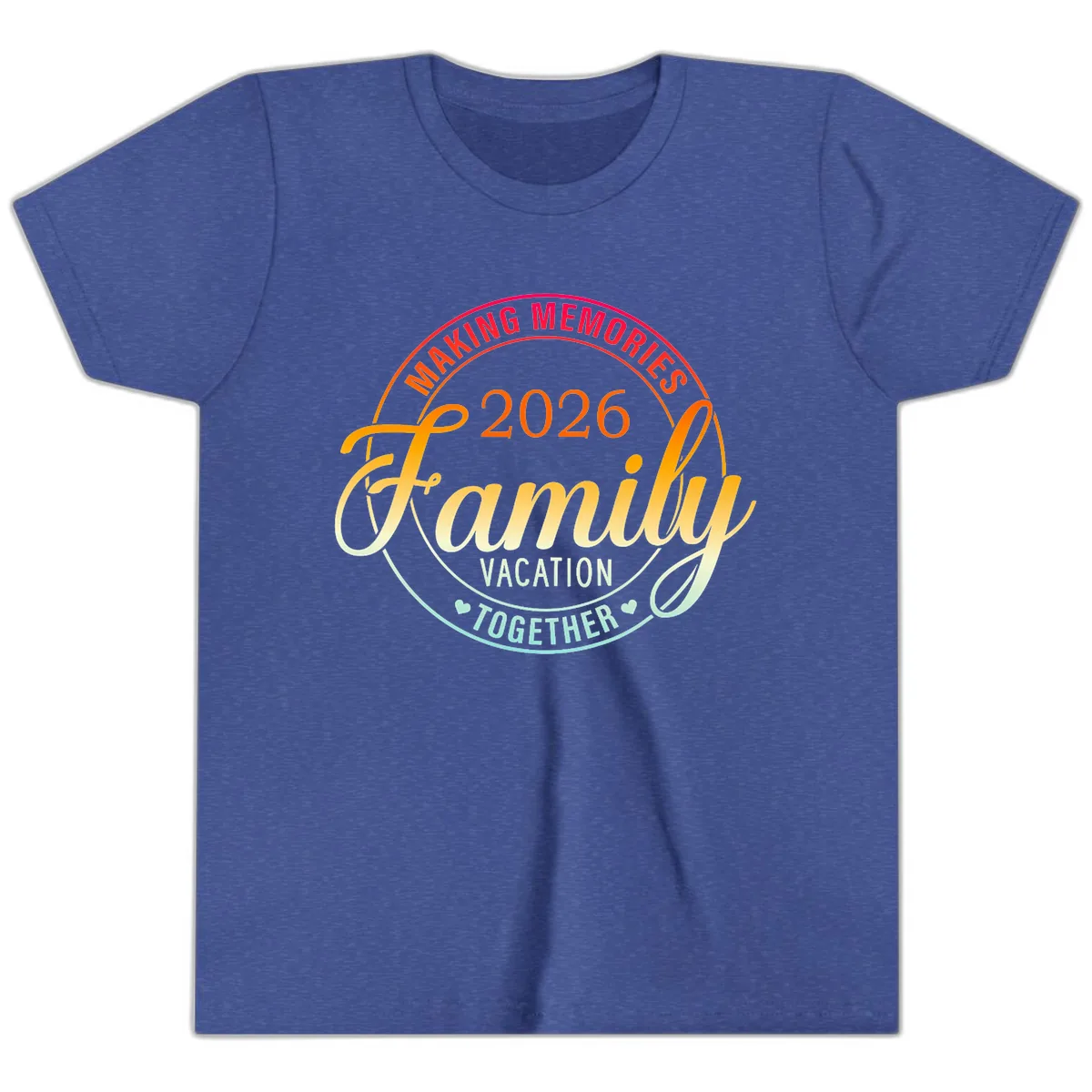 Making Memories 2026 Family Vacation Together Youth T-Shirt in Heather True Royal