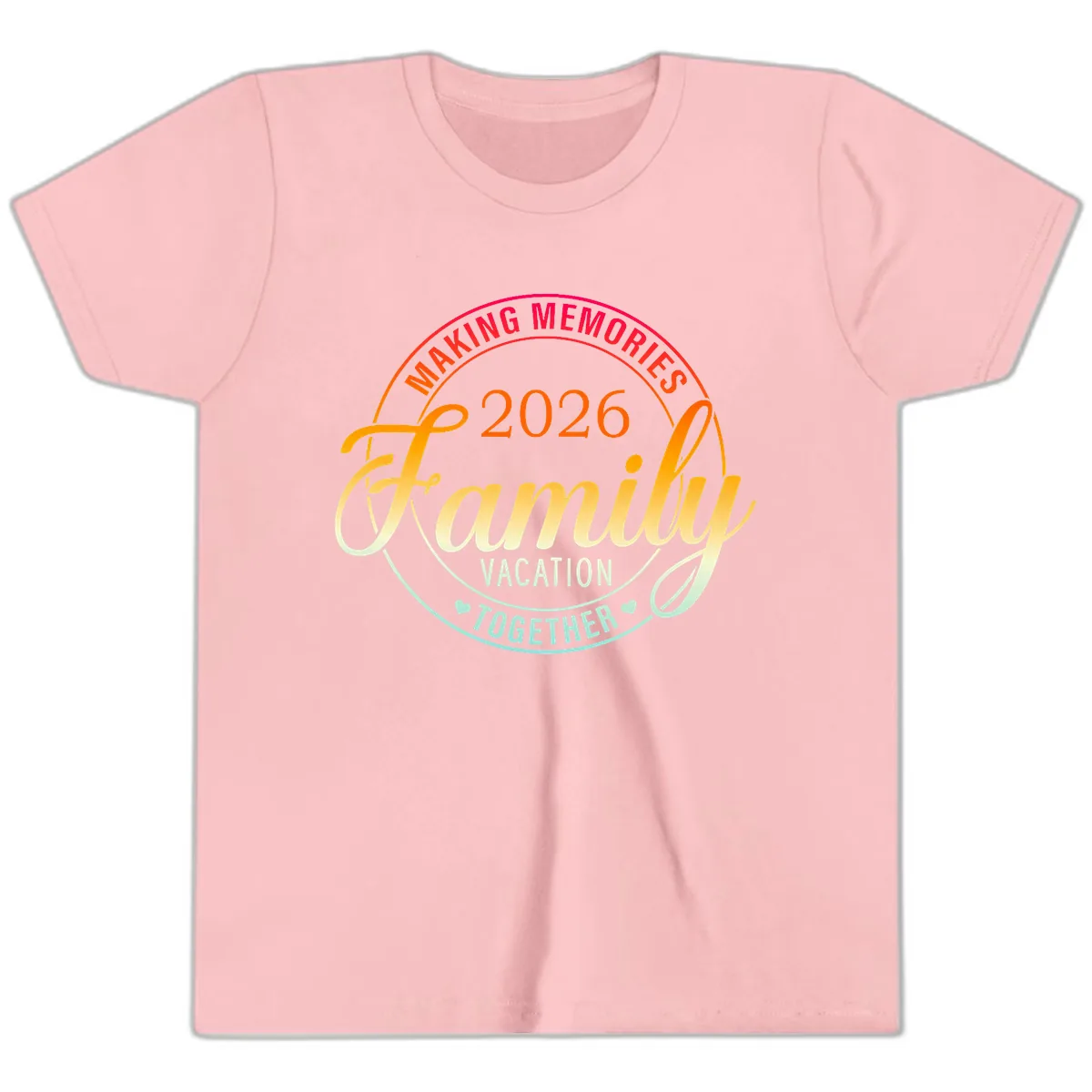 Making Memories 2026 Family Vacation Together Youth T-Shirt in Pink