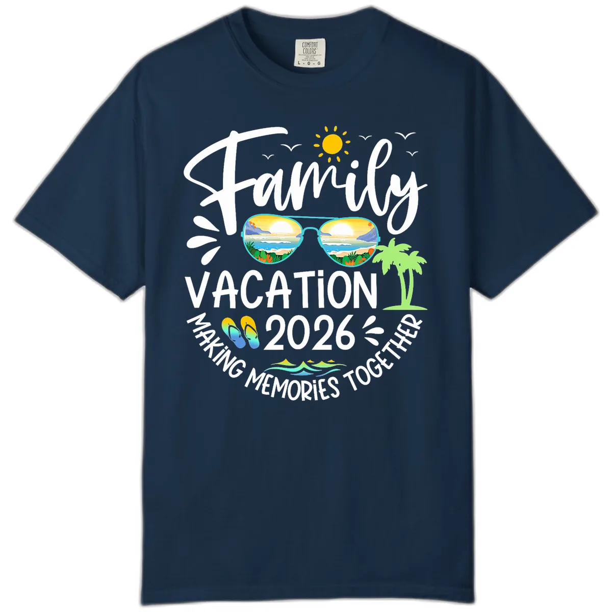 Family Vacation 2026 Making Memories Together Comfort Color in True Navy
