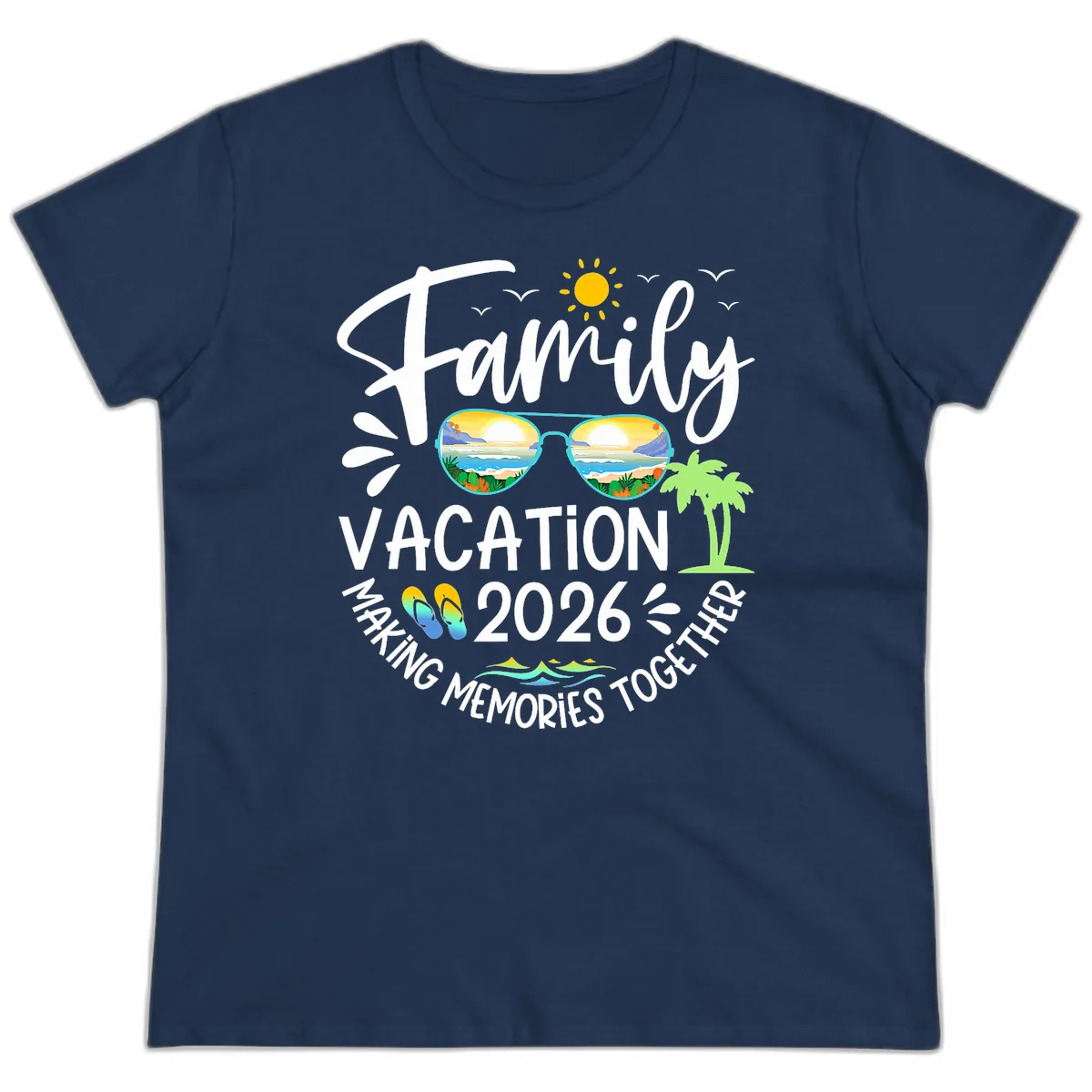 Family Vacation 2026 Making Memories Together Ladies Tee in Navy