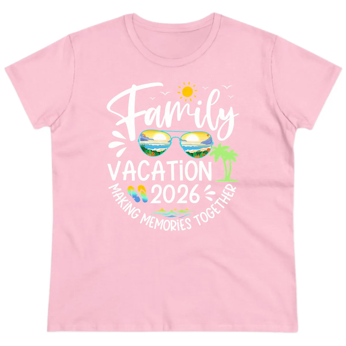 Family Vacation 2026 Making Memories Together Ladies Tee in Light Pink