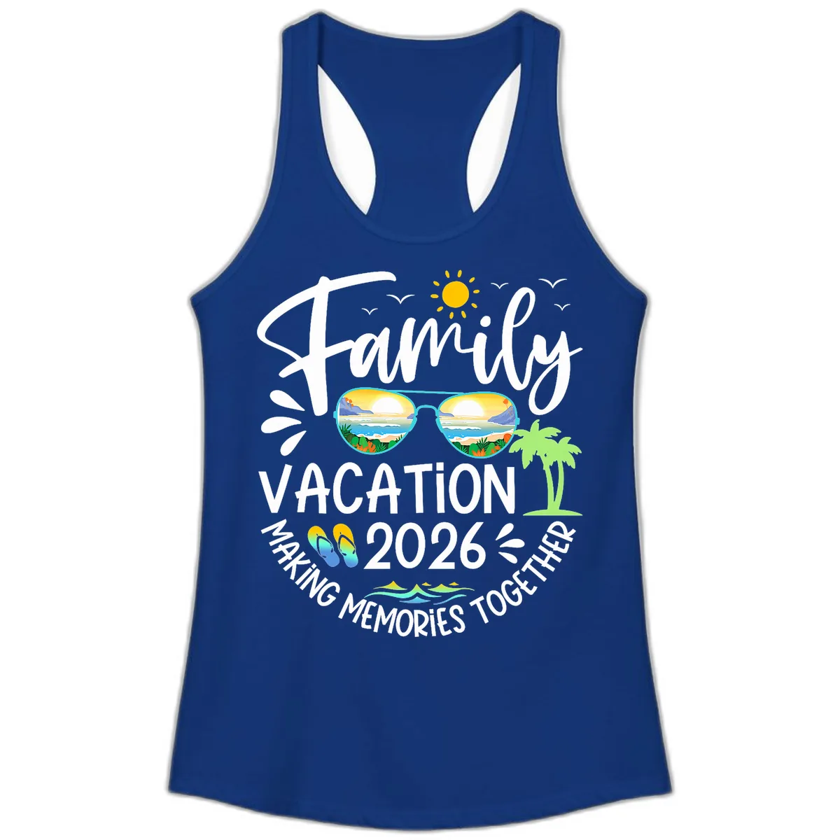 Family Vacation 2026 Making Memories Together Ladies Tank in Solid Royal