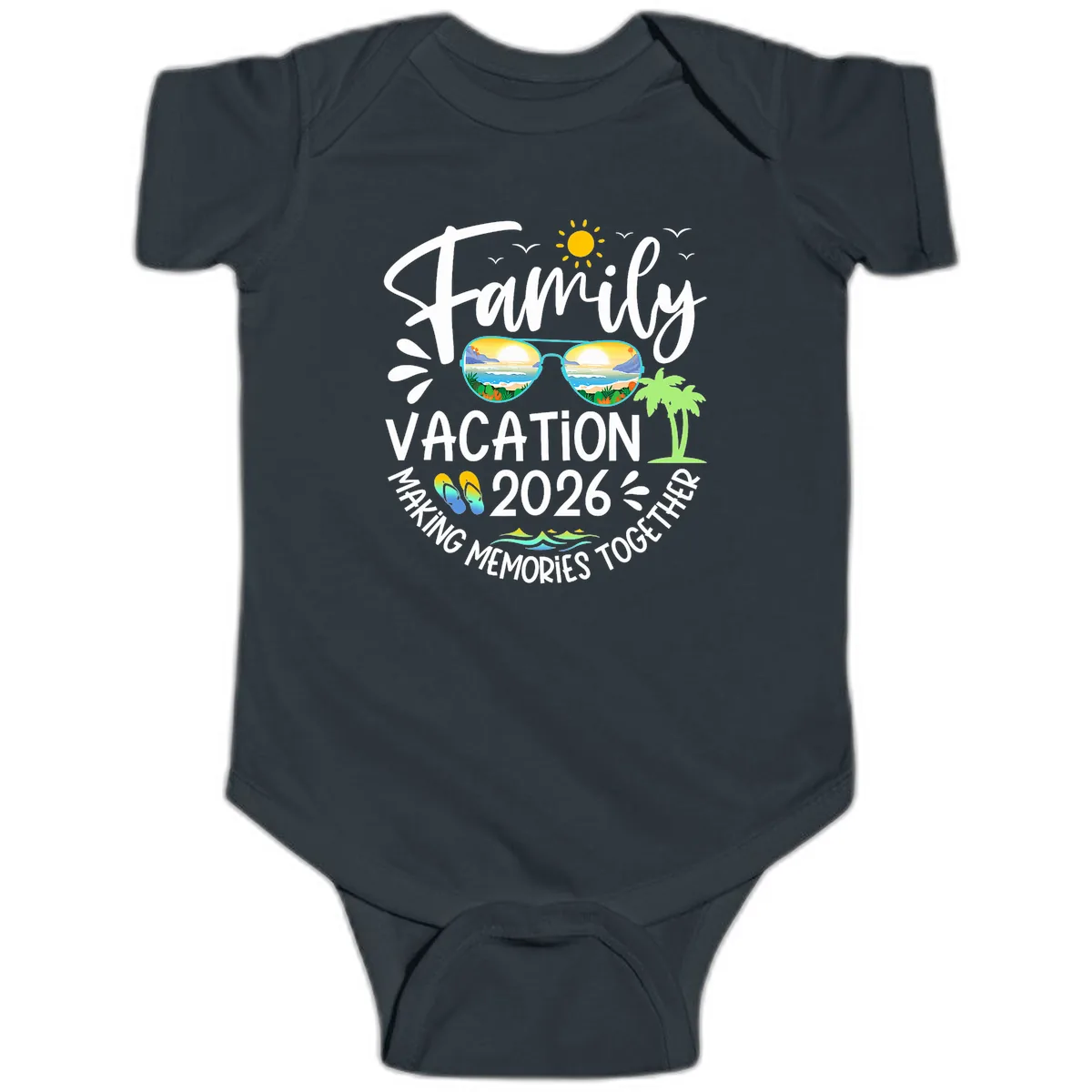 Family Vacation 2026 Making Memories Together Baby Onesie in Black