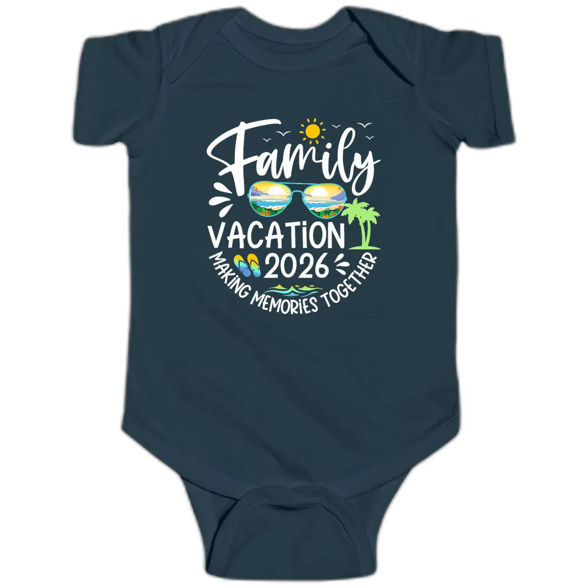 Family Vacation 2026 Making Memories Together Baby Onesie in Navy