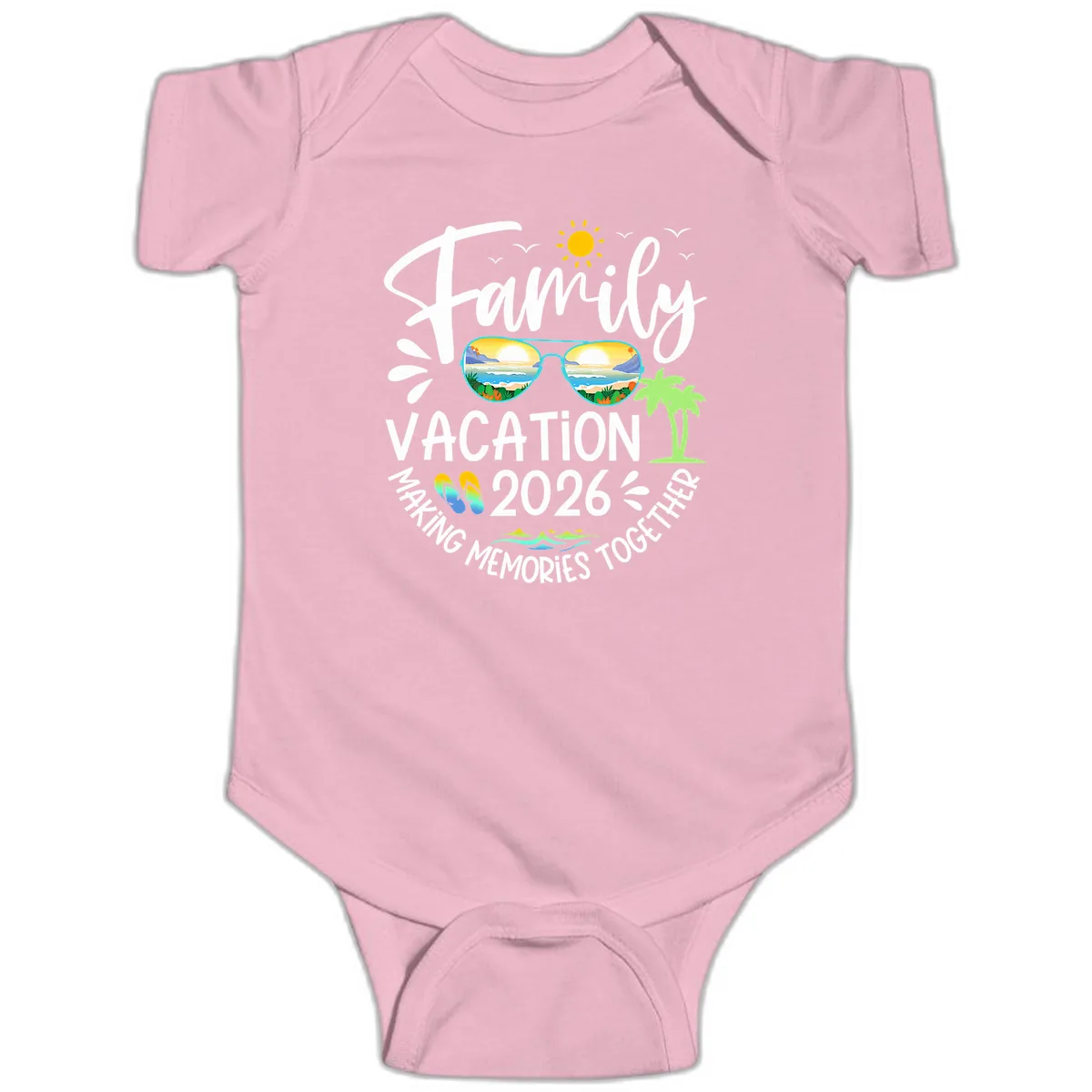 Family Vacation 2026 Making Memories Together Baby Onesie in Pink