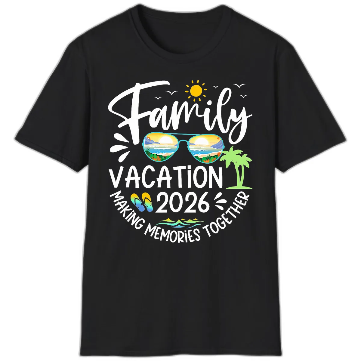 Family Vacation 2026 Making Memories Together T-Shirt in Black