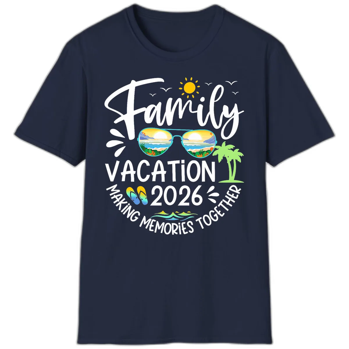 Family Vacation 2026 Making Memories Together T-Shirt in Navy