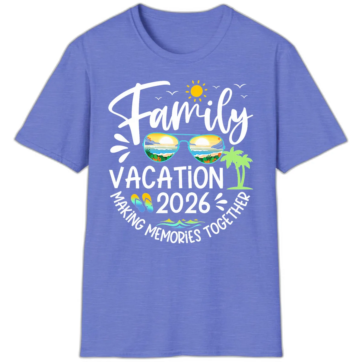 Family Vacation 2026 Making Memories Together T-Shirt in Heather Royal