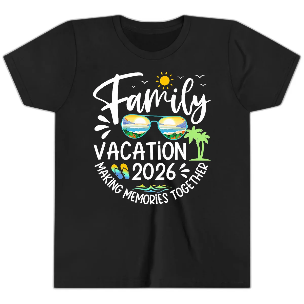 Family Vacation 2026 Making Memories Together Youth T-Shirt in Black