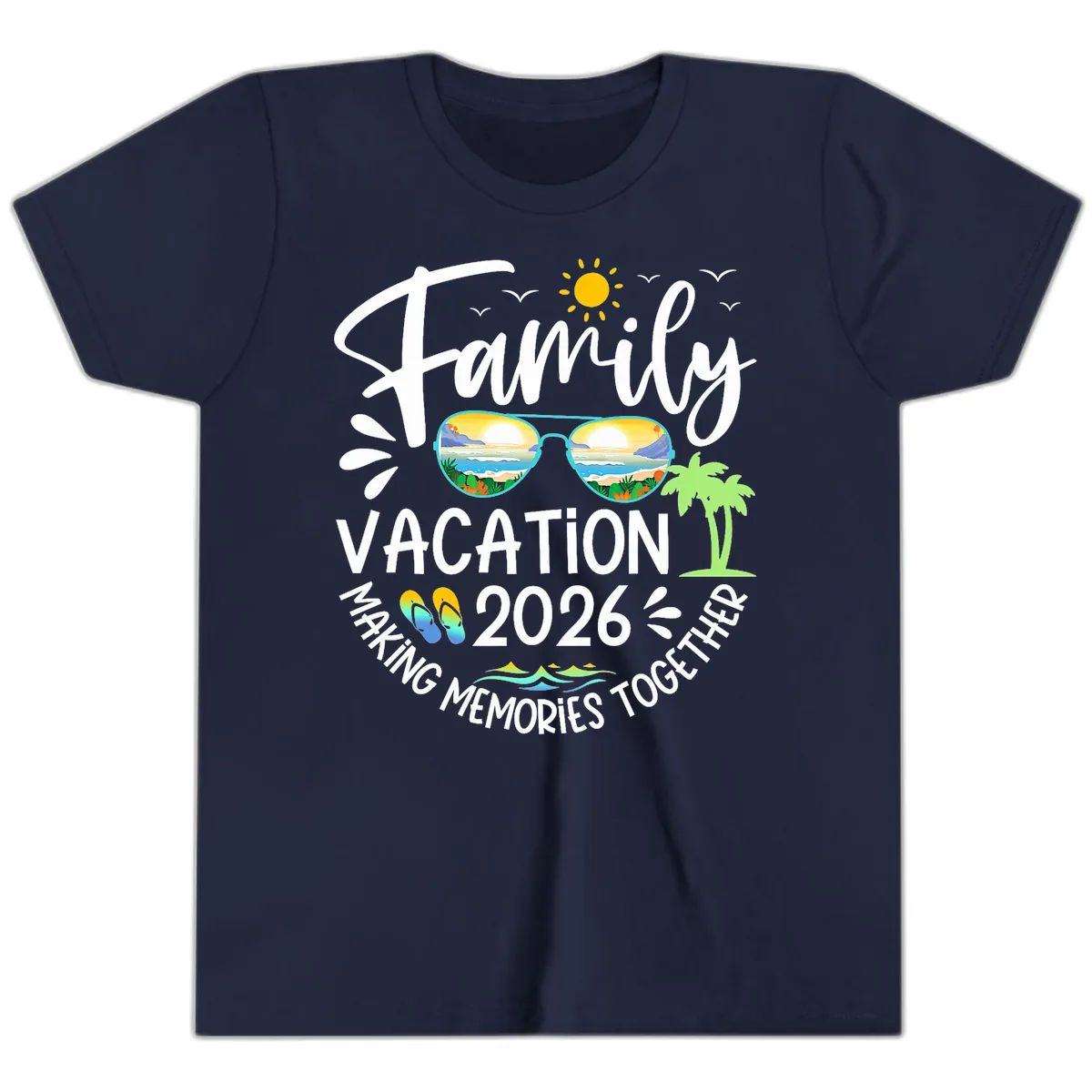 Family Vacation 2026 Making Memories Together Youth T-Shirt in Navy