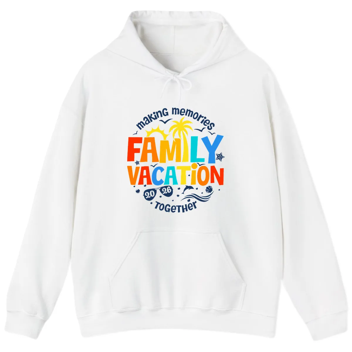 Making Memories Family Vacation 2026 Together Hoodie in White