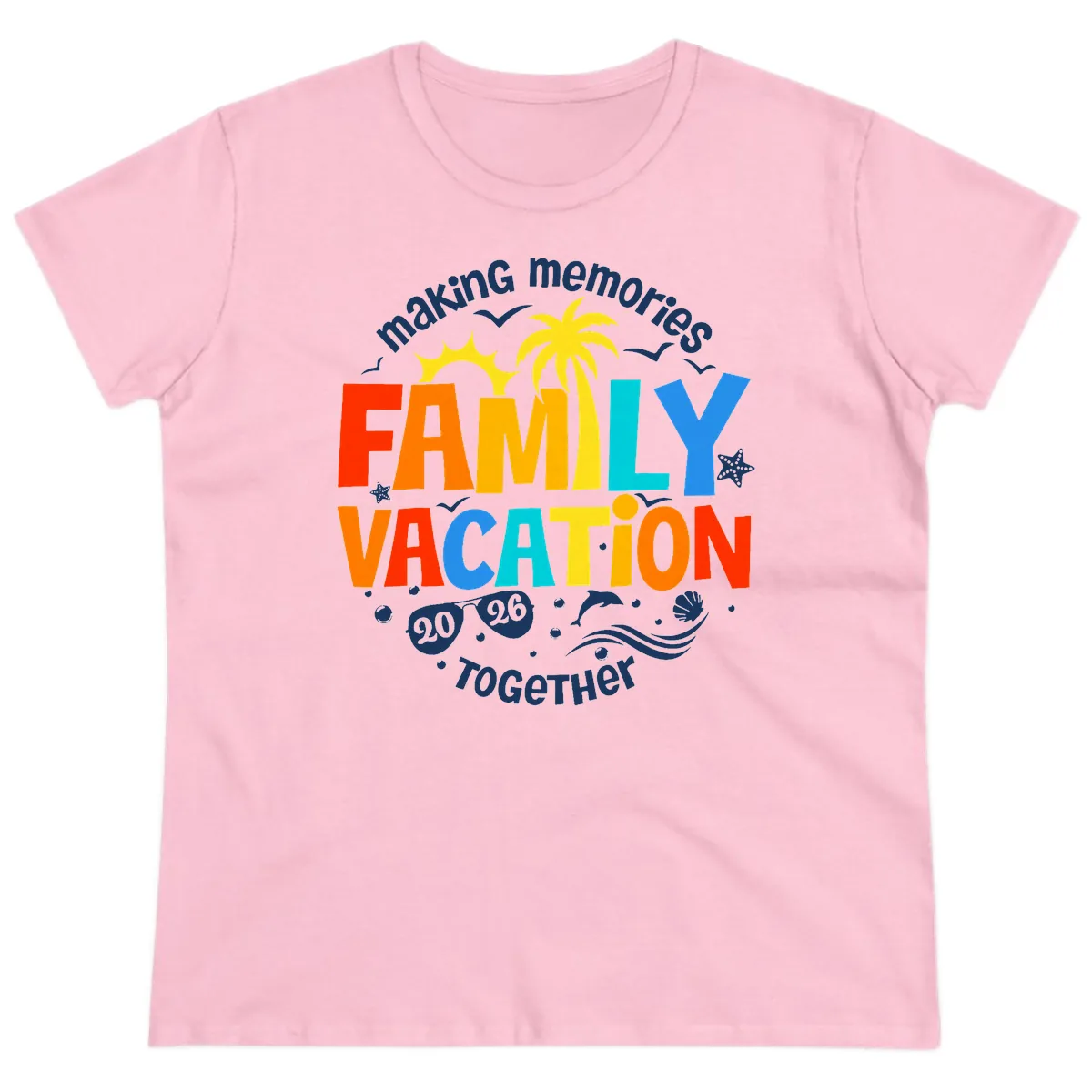 Making Memories Family Vacation 2026 Together Ladies Tee in Light Pink