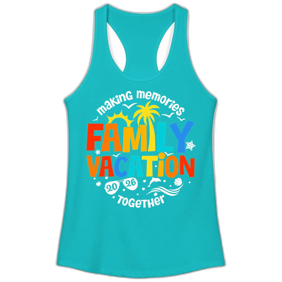 Making Memories Family Vacation 2026 Together Ladies Tank in Tahiti Blue