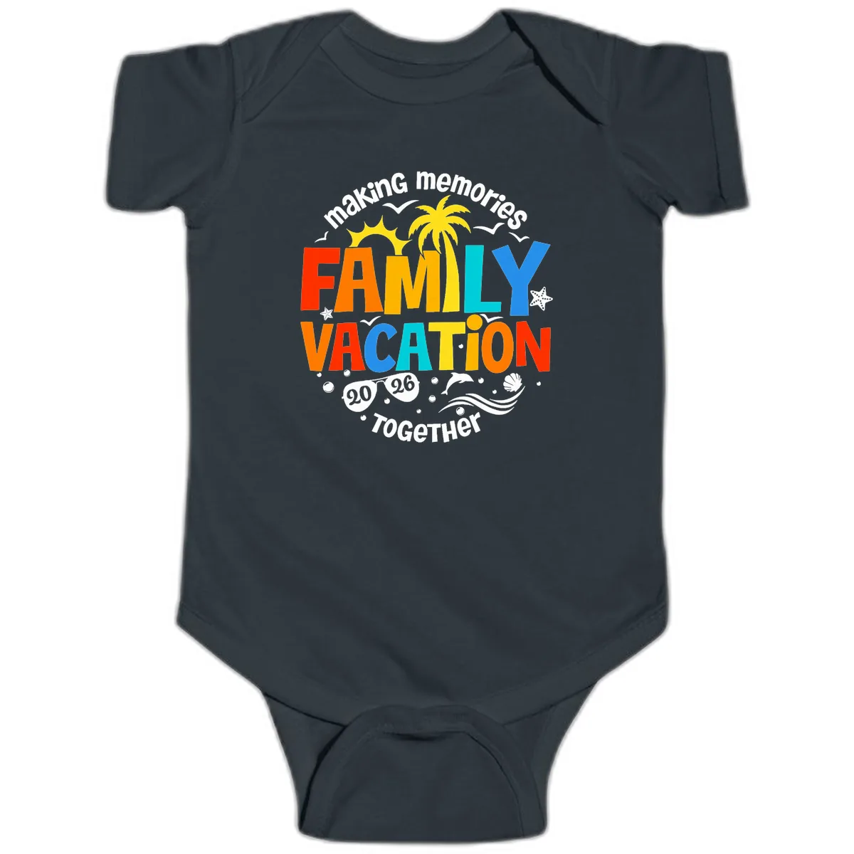 Making Memories Family Vacation 2026 Together Baby Onesie in Black