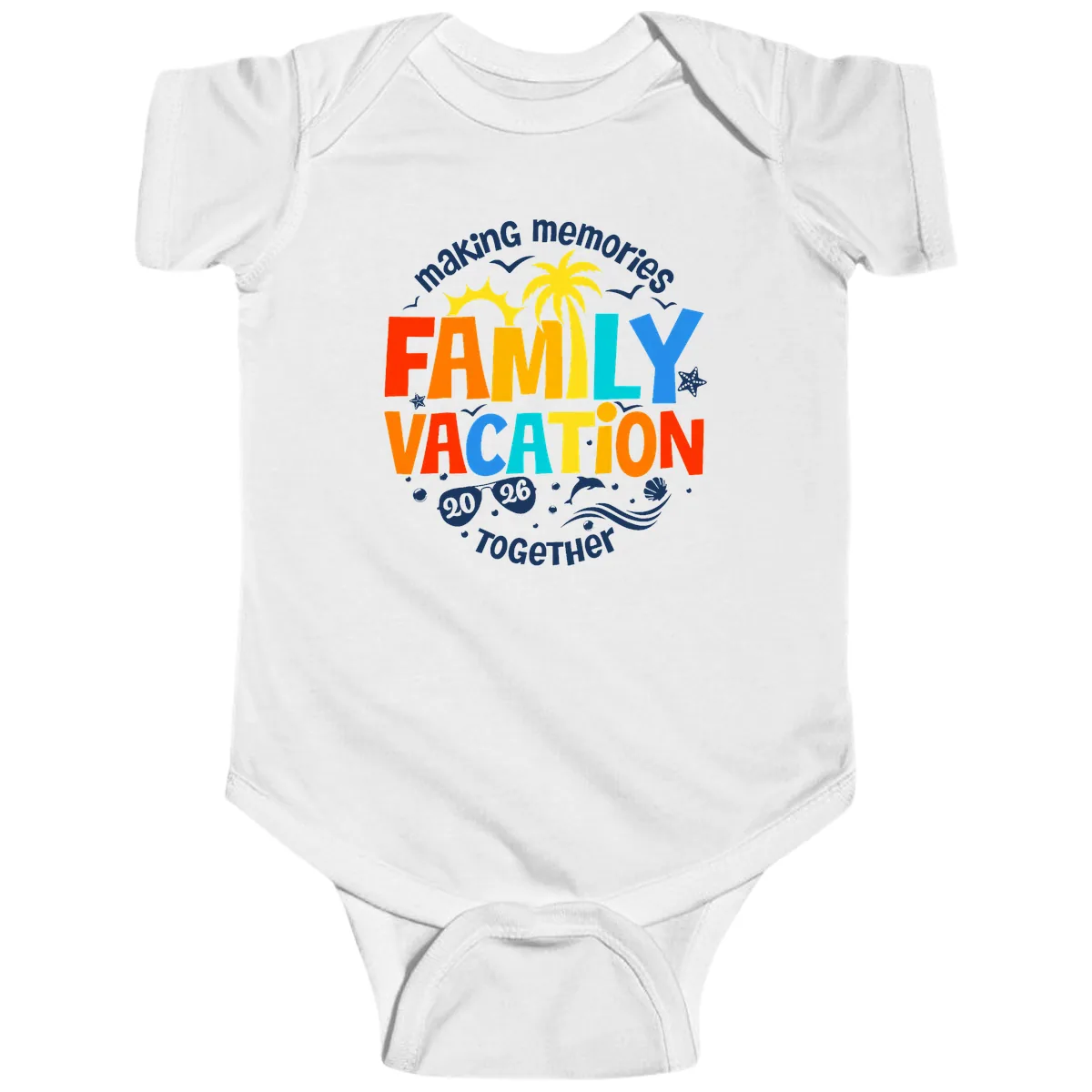 Making Memories Family Vacation 2026 Together Baby Onesie in White