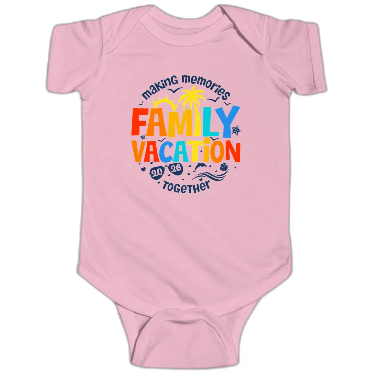 Making Memories Family Vacation 2026 Together Baby Onesie in Pink