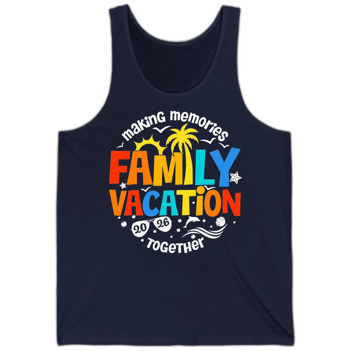 Making Memories Family Vacation 2026 Together Tank in Navy