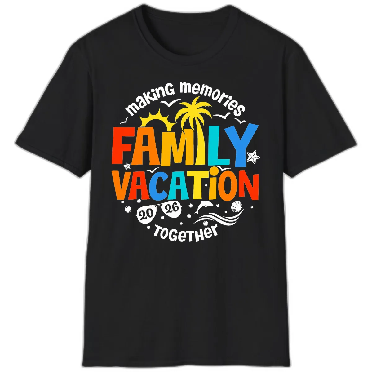 Making Memories Family Vacation 2026 Together T-Shirt in Black